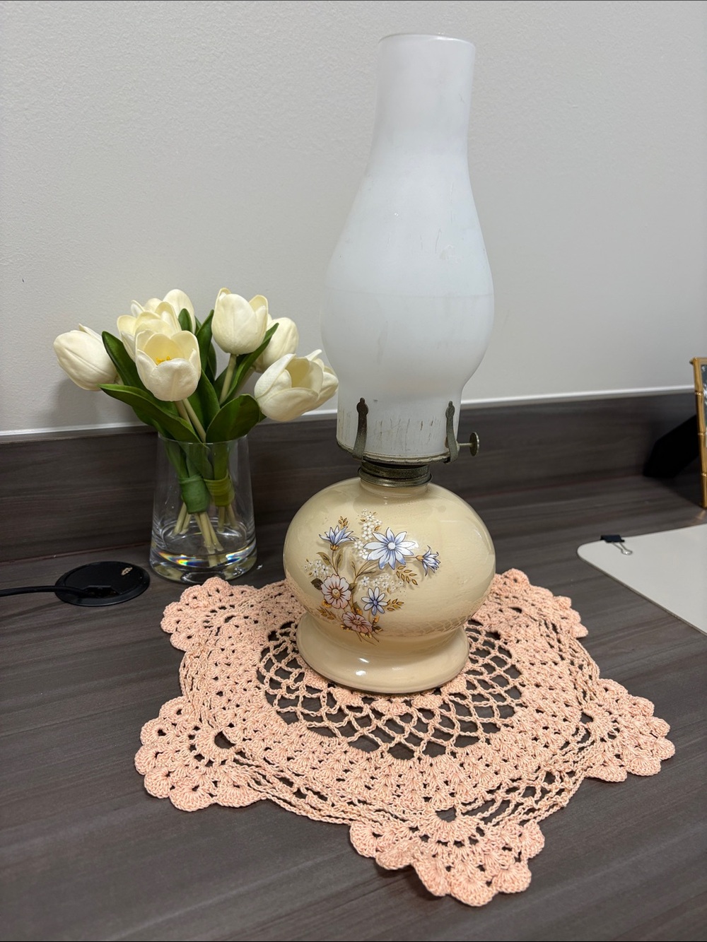 Vintage Floral Hurricane Lamp - Lamp Light Farms - Classic Accent Lamp